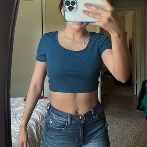 blue crop top